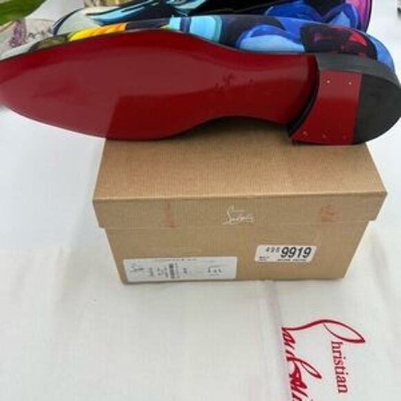 Men\'s Christian Louboutin, dandy chick roses, satin loafers size 43 made Italy main image 8